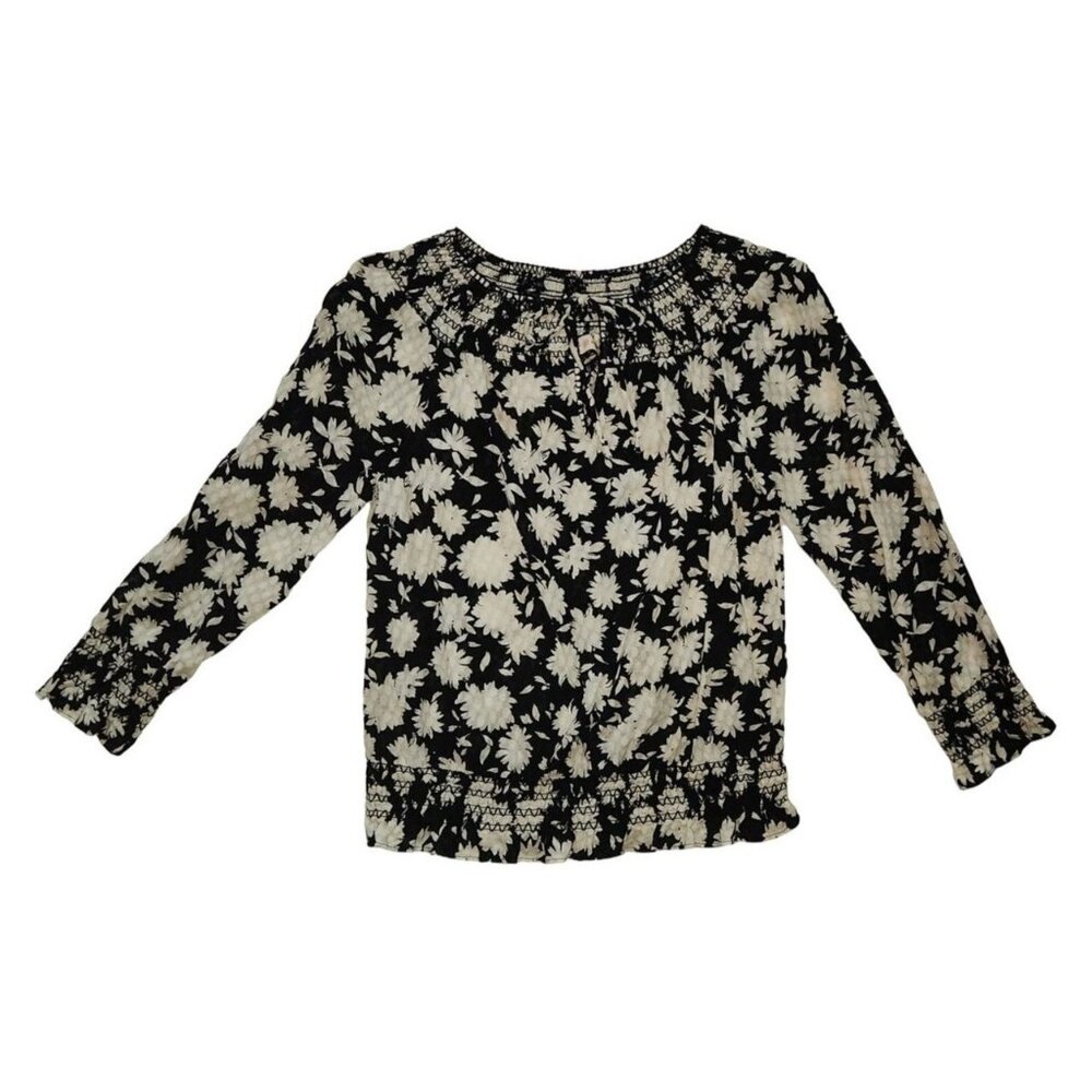 Tory Burch Black & White Floral‎ Print Blouse XS